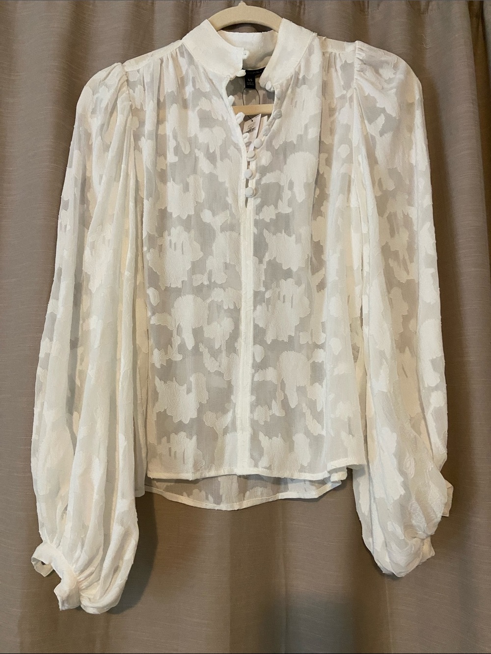 Banana Republic Cream Sheer Floral Jacquard Blouse